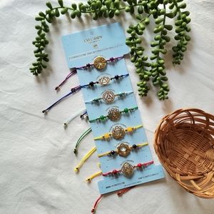 Eye Candy Los Angeles Gold Balancing Chakra Bracelets Set of 7